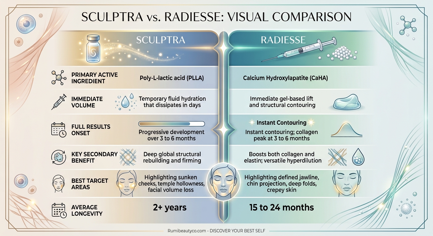 Sculptra and Radiesse compared in a table