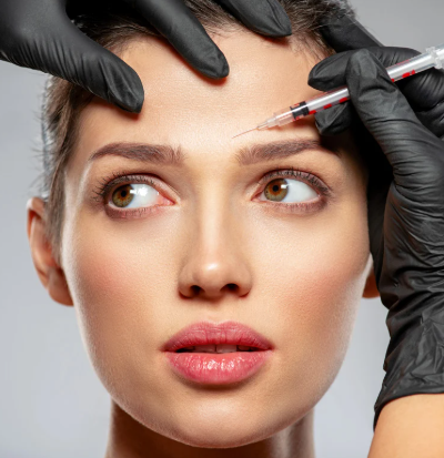 Woman getting daxxify in forehead at Rumi med spa in Chino, CA